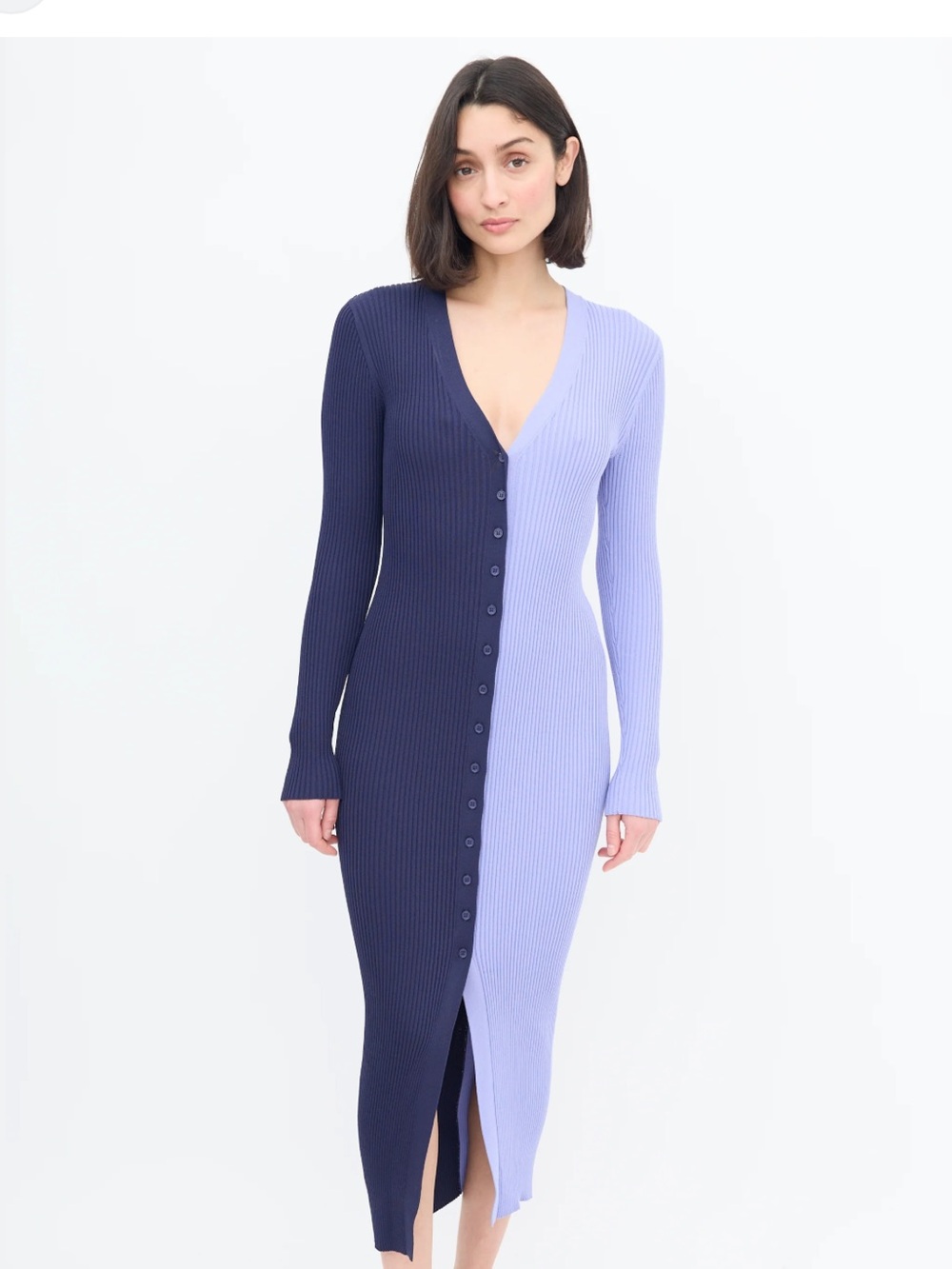 Staud Shoko dress in navy and purple